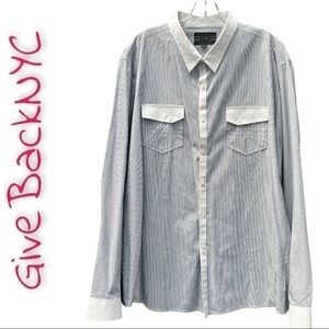 No Retreat Striped Button Down Shirt XXL